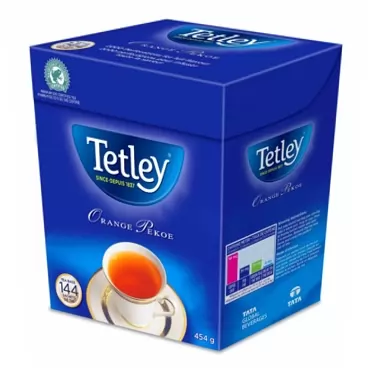 Tetley Orange Pekoe Tea, 144 Count Tea Bags, 454g/1lb, (Imported from Canada}