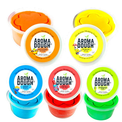 Aroma Dough® Gluten-Free, Soy-Free Modeling Dough for Kids, Sensory Eco Friendly Set (5 Pack) All Natural Aromas! Back to School - Gifts - Stocking Stuffers! Natural Gifts Made in USA!