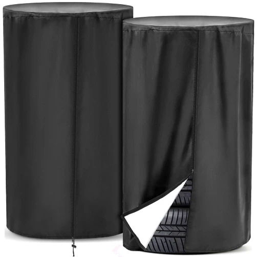 Wesnoy 2 Pcs Waterproof Spare Tire Covers 33 Inches Large Tire Storage Bags Seasonal Adjustable Tire Bags for Indoor Dust Proof Outdoor Truck Trailer Car RV SUV Update (Holding 4 Tires, Silver Coated)