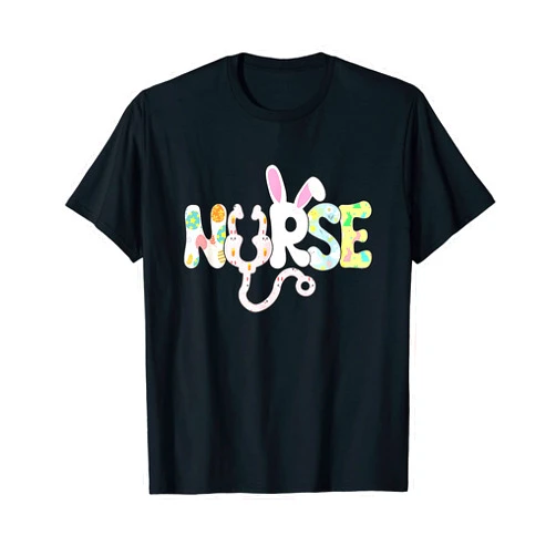 H.UNiCR Stethoscope Scrub Nurse Life Easter Day Cute Bunny With Eggs T-Shirt