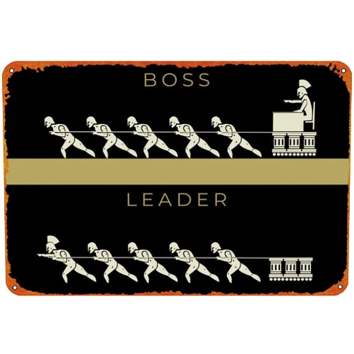 KIVYYB Boss vs Leader Self-Improvement Posters Tin Signs Retro Metal Movie Tins for Bar Pub Home Cafes Wall Decor, 8X12 Inch (20X30 CM)