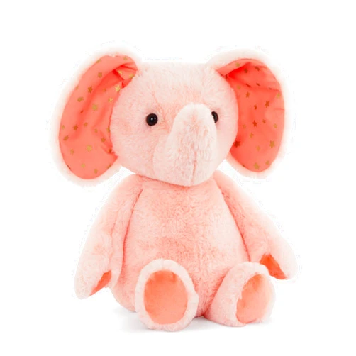 B. toys - Baby Elephant Stuffed Animal - 12 Inch Pink Plush Toy with Patterned Ears & Soft Cuddly Design - Machine Washable Comfort Companion for Nursery, Bedtime & Playtime - Ages 0 Months & Up