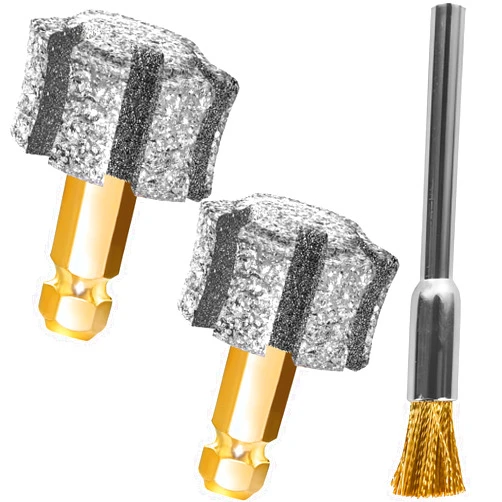 LENONG Faster Cooling Dog Nail Grinder Wheel Sawtooth Head, Anti-Clogging Diamond Pet Nail Grinding Bit with Steel Brush Compatible with Casfuy & Many Brands for Small Medium Large & Anxious Dogs (2pcs 60#)