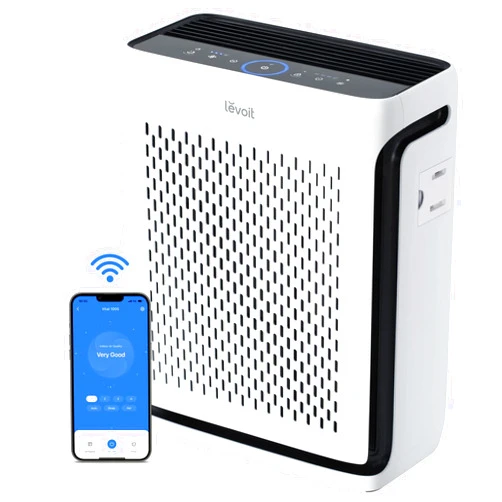 LEVOIT Air Purifiers for Home Large Room Bedroom Up to 1110 Ft² with Air Quality and Light Sensors, Smart WiFi, Washable Filters, HEPA Sleep Mode for Pets, Allergies, Dust, Pollen, Vital 100S-P, White