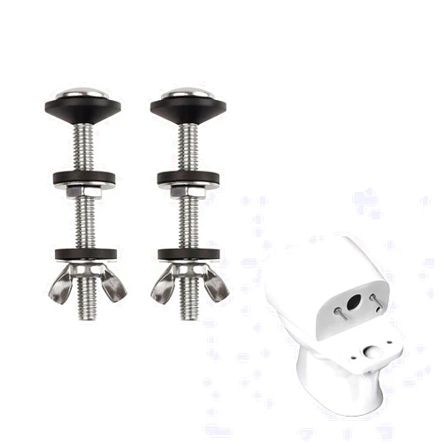 KESHEYOUXUAN 2PCS Universal Toilet seat Bolts Replacement kit- Heavy Duty 304 Stainless Steel with Leak-Proof Rubber Gaskets, Extra Long Nuts for Secure Fastening (M8 Size, Silver)
