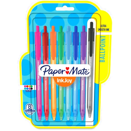 Paper Mate InkJoy 100RT Retractable Ballpoint Pens, Medium Point, Assorted Ink, 8 Pack (1945935)
