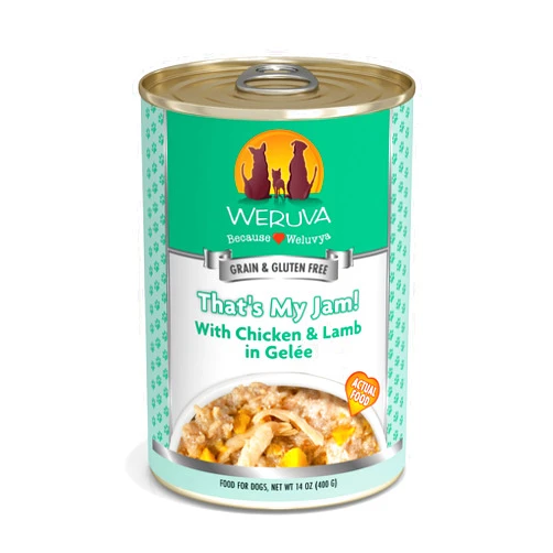 Weruva Classic Dog Food, That's My Jam! with Chicken & Lamb in Gelée, 14oz Can (Pack of 12), Green