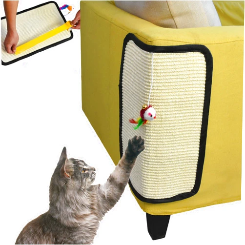 Cudmia 2 Pcs Cat Scratch Furniture Protector Sisal Mat, Adhesive or Non-Marking Nails Cat Couch Protector from Cat Claws, Cat Furniture Protectors from Cats Scratching, Anti Cat Scratcher Couch