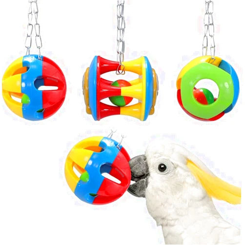 Litewoo 3 Pack Bird Chew Toy Bells Balls Set Parrot Training Toy Cage Accessories for Parakeet Cockatiel African Grey Cockatoo Macaw Conure