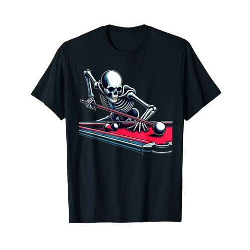 Skeleton Billiard Pool Snooker Men Women Kid Tees Skeleton Playing Billiards Halloween Billiard Pool Snooker T-Shirt