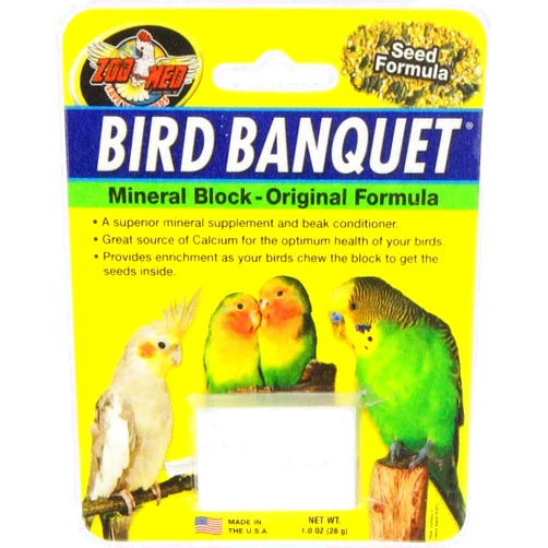 Zoo Med Bird Banquet Mineral Block - Original Seed Formula Small - 1 Block - 1 oz - Pack of 2