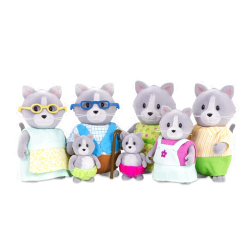 Li'l Woodzeez Cat Family with Grandparents