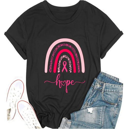 YHHR Breast Cancer Shirts for Women Cancer Awareness Tee Pink Breast Cancer Tshirt Gift for Woman Survivor Cancer Shirts