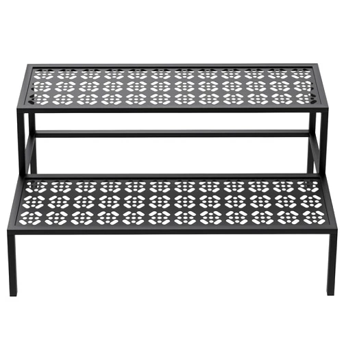 aboxoo Metal Plant Stand 2 Tier Potted Multiple Flower Pot Holder Plant Shelf Indoor Plants Multiple,Outdoor Heavy Duty Planter Display Shelving Unit for Patio Garden Corner Balcony(Black)