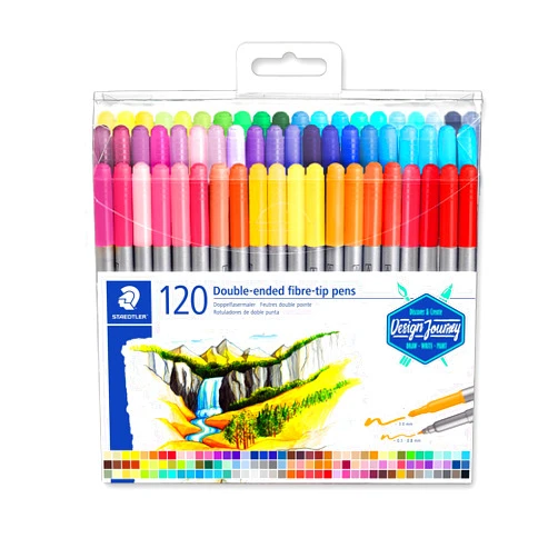 Staedtler Double-Ended Fiber-Tip Pens, Washable Ink, Fine & Bold Writing and Coloring Tips, 120 Assorted Colors, 3200 TB120, Multicoloured (3200 TB120ST)