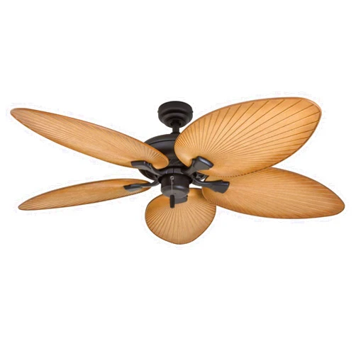 Honeywell Ceiling Fans Palm Island, 52 Inch Tropical Indoor Outdoor Ceiling Fan with No Light, Pull Chain, Three Mounting Options, 5 Palm Leaf Blades, Damp-Rated - 50505-01 (Bronze)