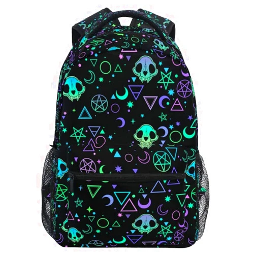 MNSRUU School Backpack Magic Skulls College Knapsack Laptop Rucksack Business Travel Computer Bookbags for Adult Teen One Size