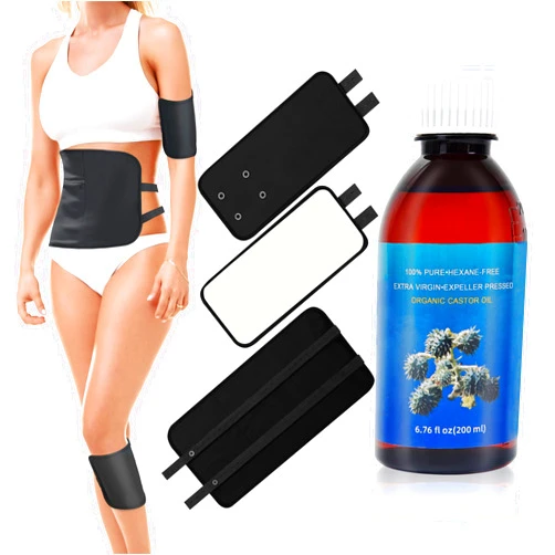 FUNESS 4pcs Castor Oil Packs Wrap High Absorbed Castor Oil Packs for Liver Detox Less Mess Castor Oil Pack Wrap Compress for Knees or Arms Premium Castor Oil Pack Kit (Castor Oil is Included)