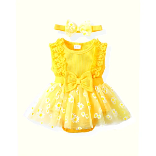 Renotemy Newborn Baby Girl Lace Romper Infant Summer Boho Flower Tulle Dress Party Gifts Newborn Photography Outfits