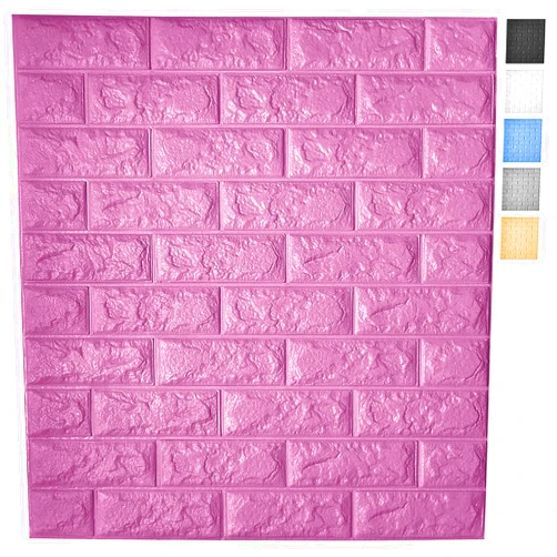 Art3d 5-Pack 29 Sq.Ft Peel and Stick 3D Wall Panels for Interior Wall Decor, Self-Adhesive Foam Brick Wallpaper in Pink
