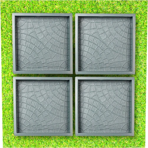 BETONEX Plastic Molds Concrete Set Patio Paving Mold 4pcs - Big Large Pathmaker Precast Concrete Molds and Forms Stampcrete for Walkways - Beautiful Cobblestone Molds for Concrete, Reusable
