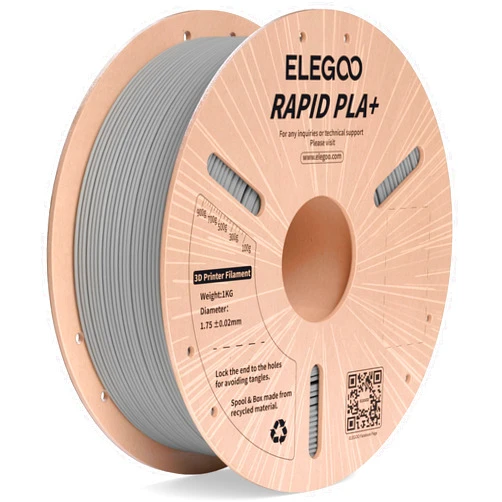 ELEGOO Rapid PLA Plus Filament 1.75mm Gray 1KG, PLA+ 3D Printer Filament for 30-600 mm/s High Speed Printing, Dimensional Accuracy +/- 0.02 mm, 1kg Cardboard Spool(2.2lbs)