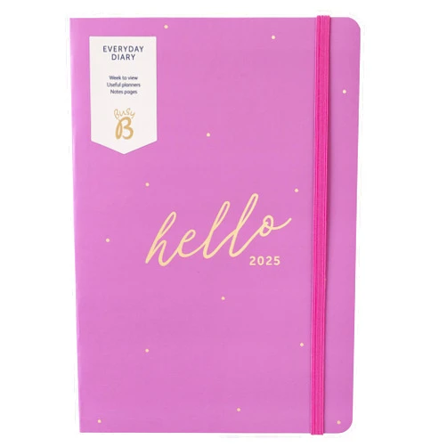Busy B Everyday A5 Weekly Planner Diary 2025 - Compact Diary for Students, Teachers & Work with a Week-to-View Layout, Useful Planners, Notes Pages & Elastic Closure Band - Fuchsia Planner Jan-Dec