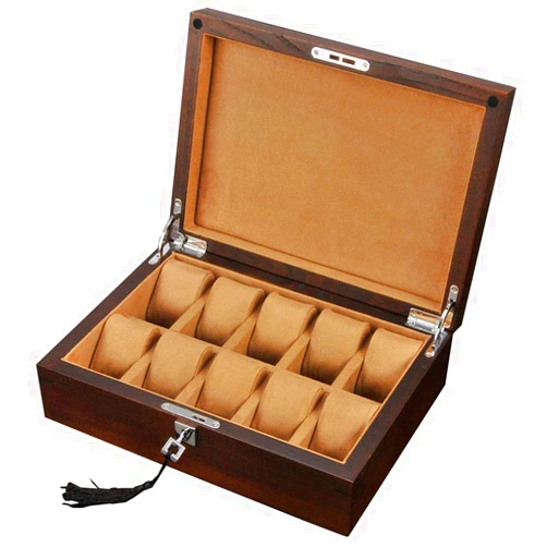 HYEBOX Luxury Premium Watch Box 12-Slot Display Organizer Jewelry Display Case with Key&Lock Removable Watch Pillows Full Solid Wood Large Holder Boxes