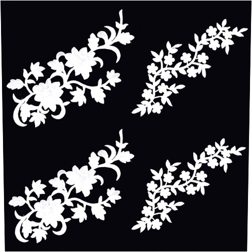 PH PandaHall 4pcs Flowers Iron On Patches, 2 Styles White Embroidery Applique Decorative Patches Embroidered Patch for DIY Cloth Jeans Hats Shirts Blouses Wedding Prom Dress Sewing, 9.5 12.7 inch