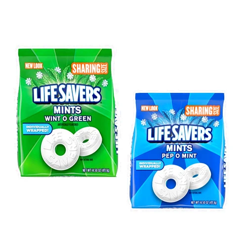 Smiling Sweets Mint Variety Pack - Pack of 2 - One bag of Pep O Mint and One Bag of Wint O Green - Smiling Sweets - Sharing Size Bags - Classic Taste Everyone Loves