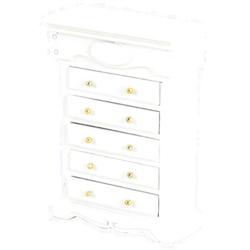 LOGOFUN Dollhouse Furniture Miniature Cabinet Bedside Cabinet Model Vintage Mini House Decoration (White)