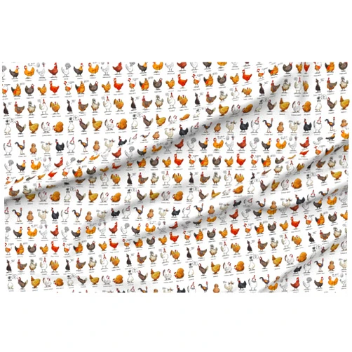 Spoonflower Fabric - Chickens World Chicken Illustration Cute Rooster Modern Farmhouse Farm Printed on Petal Signature Cotton Fabric by The Yard - Sewing Quilting Apparel Crafts Decor