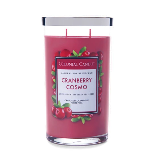 Colonial Candle Cranberry Cosmo Scented Jar Candle, Classic Cylinders Collection, 2 Wick, Red, 19 oz - Up to 120 Hours Burn
