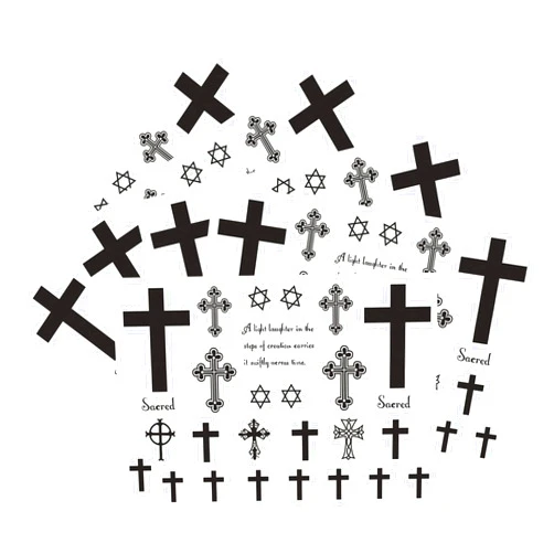 Nirbffo Black Cross Waterproof Temporary Tattoo Men and Women Scars Painted Small Cross Tattoos Sticker 5 Sheets 10x17CM