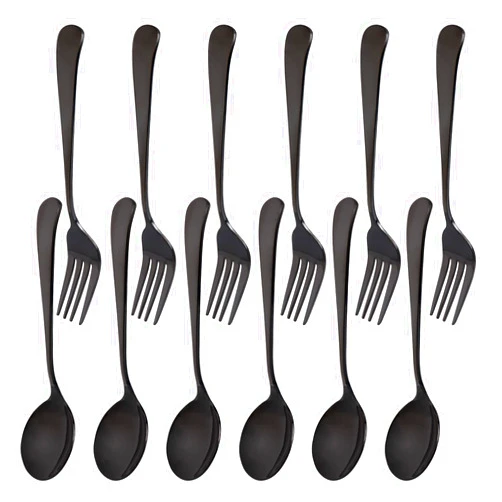 Rinvanic 12 Pcs Forks and Spoons Silverware Set,Stainless Steel Fork and Spoon Set Food Grade Flatware Cutlery Set for Home,Kitchen and Restaurant,6 Dinner Fork and 6 Dinner Spoons(6.3 inch)