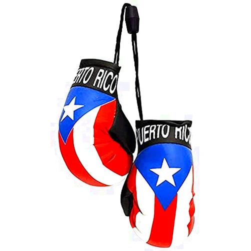 Wholesale Express Worldwide Puerto Rico Country Flag Mini Boxing Gloves to Hang On Car Mirror