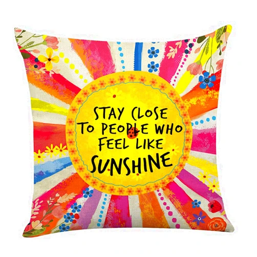 Littlefa Inspiring Gifts Cute Colour Sunshine Throw Pillow Cover Sunshine Cushion Cover Decorative Pillowcase Living Room Bedroom Decor for Girls Friends Daughter Niece Women - Stay Close