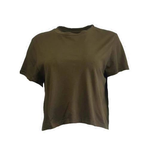 GOODLIFE Women's Olive Night Round Neck Cropped T-Shirt, Green, Medium