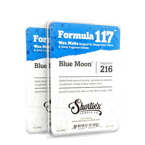 Shortie's Candle Company Blue Moon Wax Melts Multi Pack - Formula 117-2 Highly Scented 3 Oz. Bars (6 Oz. Total) - Made with Natural Oils - Fresh & Clean Air Freshener Cubes Collection