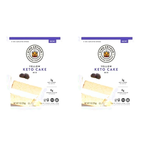 King Arthur Baking Keto Cake Mix, Yellow, 2g Net Carbs 0g Added Sugar Per Serving, Low Carb & Keto Friendly, 9oz, White (Pack of 2)