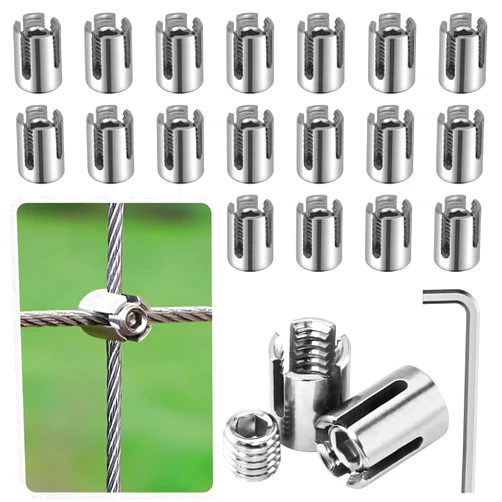 Acemaker 20PCS Cross Cable Clamps, T316 Stainless Steel Cross Clamps for 1/8