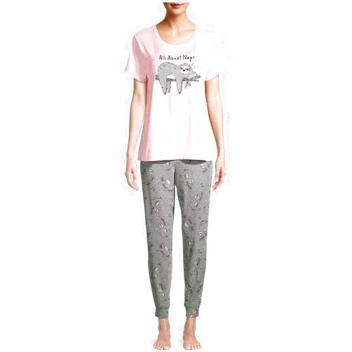 Secret Treasures All About Naps Sloth Pink Jogger Pajama Sleep Set - Large