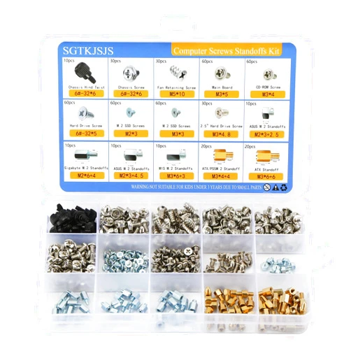 SGTKJSJS PCIe NVMe M.2 Mounting Screws Computer Screws Motherboard Standoffs Assortment Kit for Universal Motherboard, HDD, SSD, Hard Drive,Fan, Power Supply, Graphics, PC Case for DIY