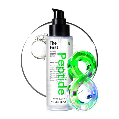 Nature Republic The First Peptide Boosting Serum, 8 Peptides, Niacinamide & Triple Hyaluronic Acid Complex,17 Amino acids,for All Skin Types, Korean Skin Care150ml/5.07 fl oz