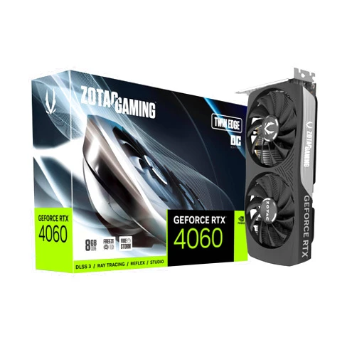 ZOTAC Gaming GeForce RTX 4060 8GB Twin Edge OC DLSS 3 8GB GDDR6 128-bit 17 Gbps PCIE 4.0 Compact Gaming Graphics Card, ZT-D40600H-10M