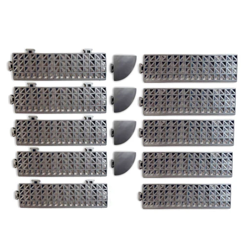 VINTEK Beveled Edge and Corner Pieces to fit ONLY VinTek VinTile Modular Interlocking Cushion Floor Tiles (10 Edges + 4 Corners, Gray)