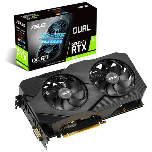 ASUS GeForce RTX 2060 Overclocked 6G GDDR6 Dual-Fan EVO Edition VR Ready HDMI DisplayPort DVI Graphics Card (DUAL-RTX2060-O6G-EVO)