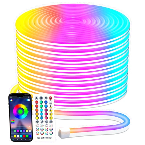 Minetom 33Ft Led Neon Rope Lights, RGB LED Strip Lights, Control with App/Remote, IP68 Waterproof Flexible Outdoor Led Rope Lights, Multiple Modes, Music Sync Neon Lights for Bedroom Gaming Room Decor