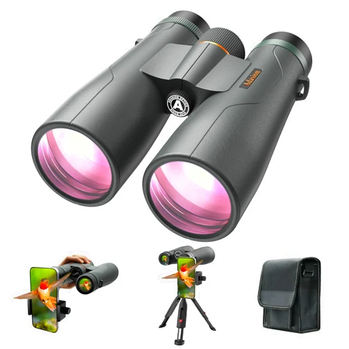Adasion 15x56 UHD Binoculars for Adults High Powered with Phone Adapter and Tripod, Super Powerful BAK4 Prism Waterproof Binoculars for Hunting Stargazing Bird Watching Hiking Safari Travel Sports
