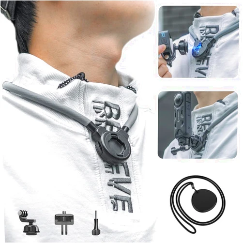 SUREWO Magnetic Neck Holder Mount for Gopro, POV Necklace Mount Quick Release Hands Free Mounting for Go Pro Hero 13/12/11/10/9/8/7 Black,DJI Osmo Action 5 pro/4/3/2,Insta 360 X4/X3 and More